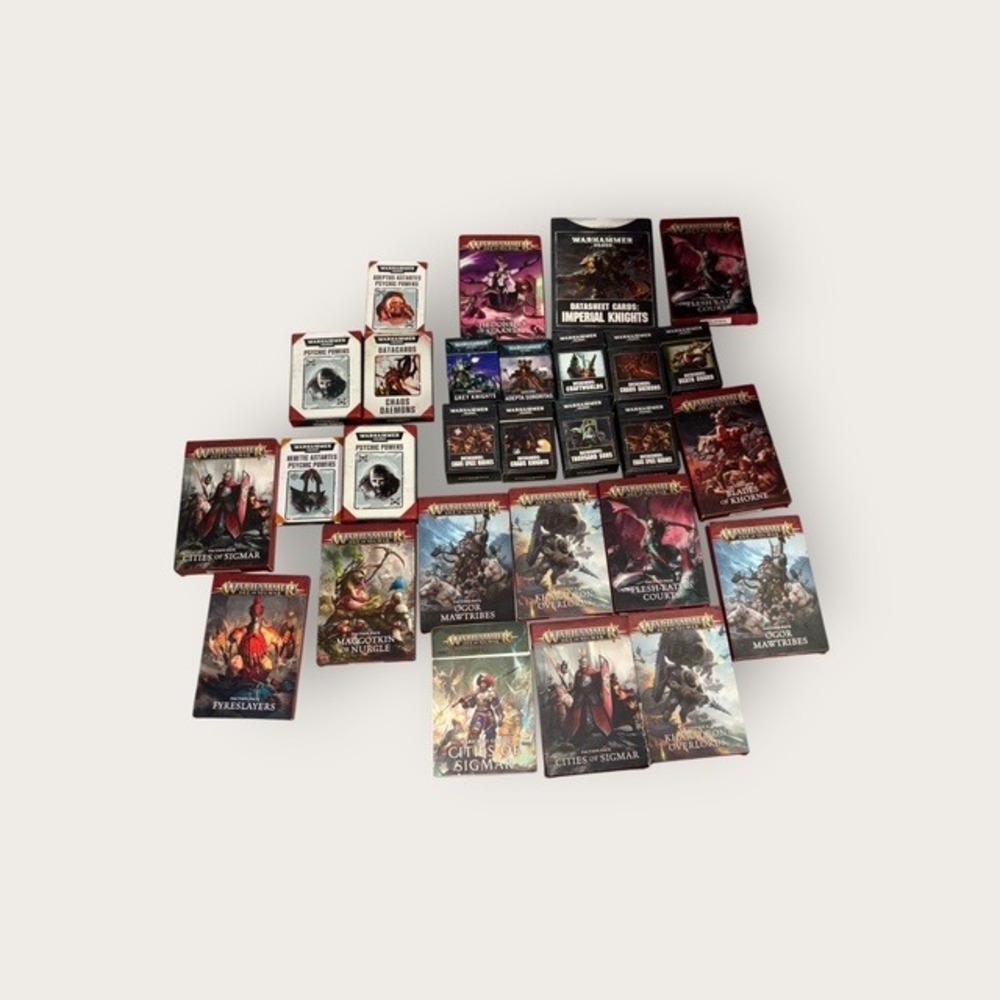Warhammer 40k & Age of Sigmar Card Deck Lot 28 Decks Datacards Faction Packs